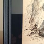 Pentekening. Figuratief. '50-'60. Gesigneerd. thumbnail 11