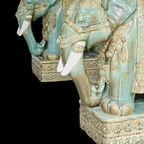 Vintage Design Tafel Olifant (en) Salontafel, Sidetable Olifanten Van Keramiek Zeegroen En Turquoise. thumbnail 3