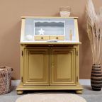 Vintage Klepbureau Secretaire Okergeel thumbnail 7