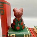Vintage Set Boekensteunen Hout Beer Indonesië thumbnail 6