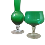 2 Delige Vintage Empoli Glas Set Vaasje En Groot (wijn)glas thumbnail 2