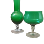 2 Delige Vintage Empoli Glas Set Vaasje En Groot (Wijn)Glas thumbnail 2