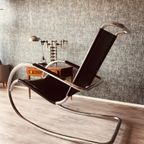 Vintage Italian Steel And Leather Rocking Chair Attributed To Fasem, 1970S thumbnail 9