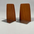 Vintage Set Teakhouten Boekensteunen, Mid Century, Kai Kristiansen thumbnail 13