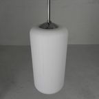 Vintage Hanglamp Met Cilindervormige Wit Glazen Kap, Jaren 50 thumbnail 10