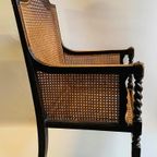 Antiek Eiken Fauteuil Met Rotan Webbing Zitting Uit 19E Eeuw thumbnail 2