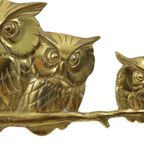 Gouden Wandsculptuur Uilen Op Tak Messing Seventies 47cm thumbnail 6