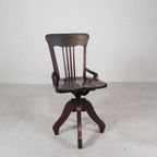 Eiken Bureaustoel, Atelierstoel, In Hoogte Verstelbaar, Jaren 30 thumbnail 6