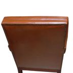 Cognac Kleurige Lederen Armzetel In Mahoniehout thumbnail 4