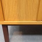 Vintage Deense Archiefkast Wandmeubel Blond Eiken thumbnail 4