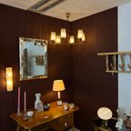 Teak & Messing Hanglamp Met Glazen Kapjes thumbnail 6