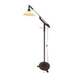 Vintage - Teak Wooden - Floor Lamp With Foldable Arm - Opaline Glass Shade - Denmark, Ca. 1950 thumbnail 5