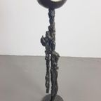 Vintage Brutalist Vloer Kandelaar Cast Iron Mid Century 1960 thumbnail 7
