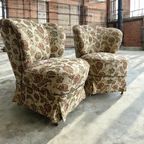 Set Van 2 Vintage Gebloemde Fauteuils / Cocktailstoelen thumbnail 2