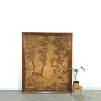 Vintage Doek Schilderij Met Houten Lijst, Wanddecoratie thumbnail 8