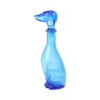 Grote Vintage Karaf Teckel Dashond Blauw Glas Empoli Italy 36cm thumbnail 5