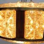 Deense Hanglamp | Vintage | Amberkleurig Glas | Wengé thumbnail 6