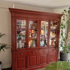 China Rustik Wood Cabinet With Hutch Colored In Red thumbnail 3