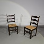 Set Of 2 Oak , Rustic, Farmhouse, Ladderback Dining Chairs With Rush Seats thumbnail 10