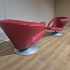 2x Leolux Parabolica Fauteuils - Rood - Leder - Design -zgan thumbnail 10