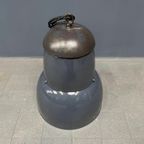 Grote Industriële Blauwgrijze Emaille Hanglamp thumbnail 15