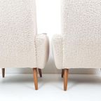 2 Vintage Fauteuils Nieuw Gestoffeerd Teddy Teak Hout thumbnail 10