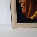 70's Retro Schilderij Geborduurd Paard In Vintage Lijst thumbnail 4