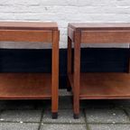 Set Van 2 Bijna Identieke Eiken Tafels Met Onderblad 61 Cm Hoog thumbnail 2