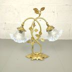 Bronzen Tafellamp Met Iriserend Opaline Glas thumbnail 7