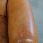Comfortabele Vintage Oorfauteuil Gemaakt Van Karakteristiek Schapenleer thumbnail 12