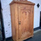 Stoere Geleefde Antiek Grenen 1 Deurs Kast Met Twee Planken, 100 Cm Breed thumbnail 14