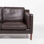 Two Seat Brown Leather Sofa From Mogens Hansen, Denmark thumbnail 3