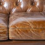 Vintage Chesterfield 3 Zits Bank Cognac Generfd Leer thumbnail 8