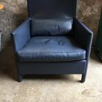 Molteni En C Italy Blauw Leren Design Fauteuil thumbnail 4