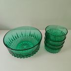 Groen Persglazen Schalen Set Van Arcoroc France Uit De Jaren '60 thumbnail 5