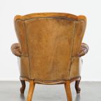 Charmante Antieke Barokke Schapenleren Chesterfield Fauteuil Met Een Mooi Patina thumbnail 3