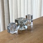Set Of 3 Mismatched Heavy Glass Candle Holders thumbnail 4