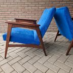 Set Vintage Deense Fauteuils Jaren 60 Ribstof Blauwe Stoelen thumbnail 10