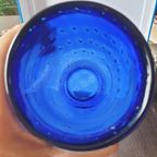 Vintage Kobalt Blauwe Stretched Bubbles Cilinder Vaas thumbnail 3