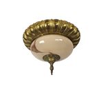 Vintage - Hanglamp - Plafonniere- Verguld - Art Deco - Gesatineerd Glas - 1970'S thumbnail 2