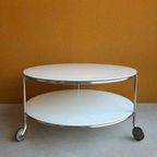 Strakke Design Salontafel, Ronde Tafel, Glas En Staal thumbnail 2