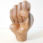 Houtsnijwerk Fuist Hand Boks Volhout Beel Vintage thumbnail 2