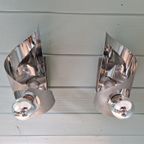Paar Wandlampen Van Geborsteld Aluminium, Jaren 70 thumbnail 12