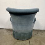 Vintage Cocktailstoel, Frankrijk 1960's, Blauw Velours thumbnail 10