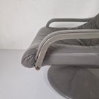 Vintage Jaren 70 Leren Draai Fauteuil Space Age Tulp Voet. thumbnail 7