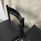 6x Vintage Zwarte Stoelen Met Vegan Skai Leer Zitting thumbnail 9