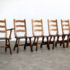 Brutalist Eetkamerstoelen | Vintage Stoelen | Jaren 50 | Eiken thumbnail 6