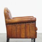 Stijlvolle Schapenleren Design Fauteuil/ Armchair In Een Warme Cognac Kleur thumbnail 3