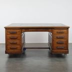 Klassiek En Functioneel Groot Antiek Bureau/ Partner Desk In Engelse Stijl thumbnail 2