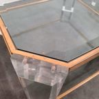 Hollywood Regency Messing Glas Tafel Set 70s thumbnail 5